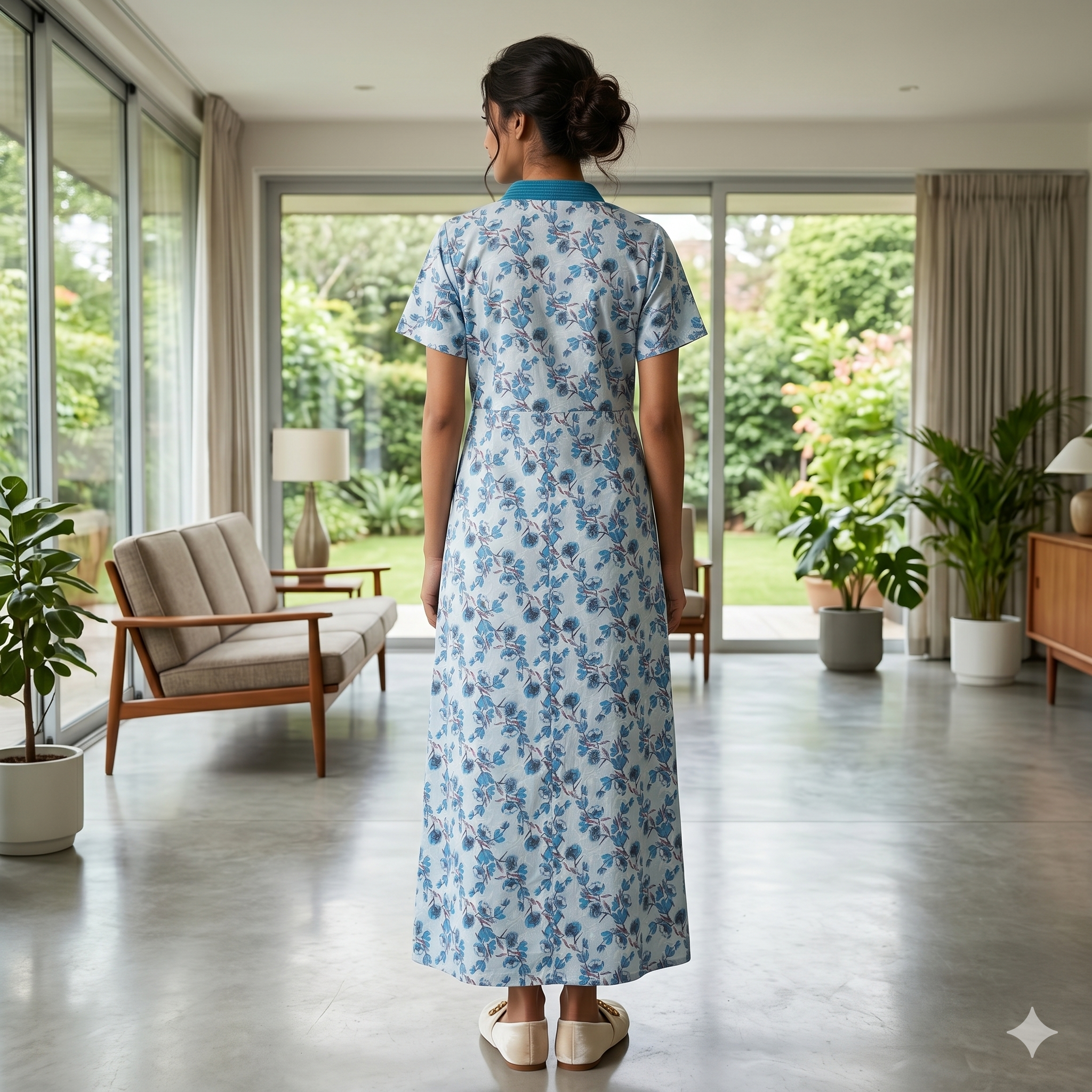 Bizzy Lizzy Light Blue Alstroemeria 2pc Set Housecoat