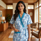 Bizzy Lizzy Light Blue Alstroemeria 2pc Set Housecoat