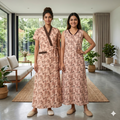 Bizzy Lizzy Light Brown Alstroemeria 2pc Set Housecoat