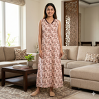Bizzy Lizzy Light Brown Alstroemeria 2pc Set Housecoat