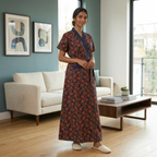 Pure Cotton Cobalt Blue Tulip Housecoat