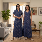 Bizzy Lizzy Dark Blue Daisy 2pc Set Housecoat