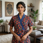 Pure Cotton Cobalt Blue Tulip Housecoat