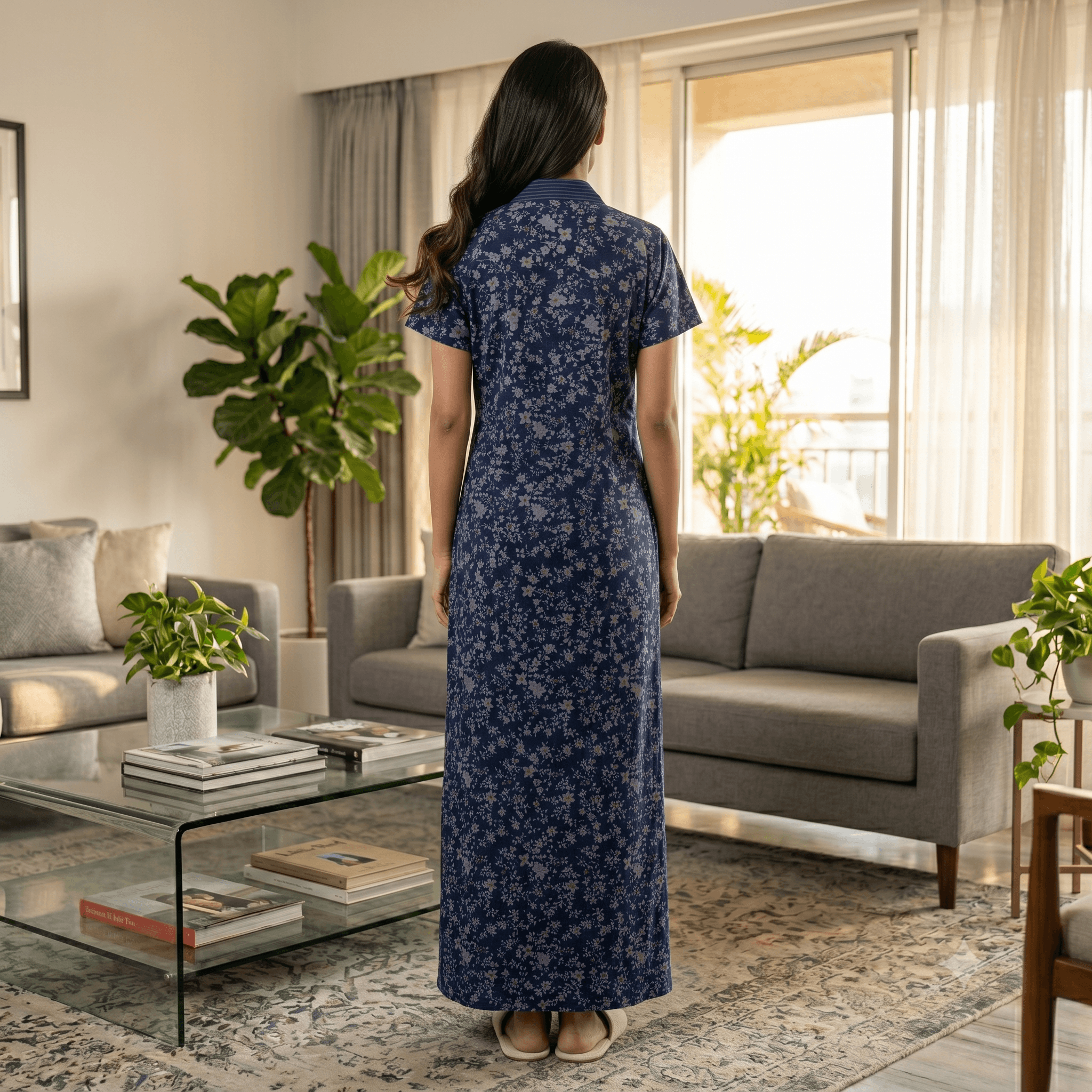 Bizzy Lizzy Navy Blue Daffodil Housecoat
