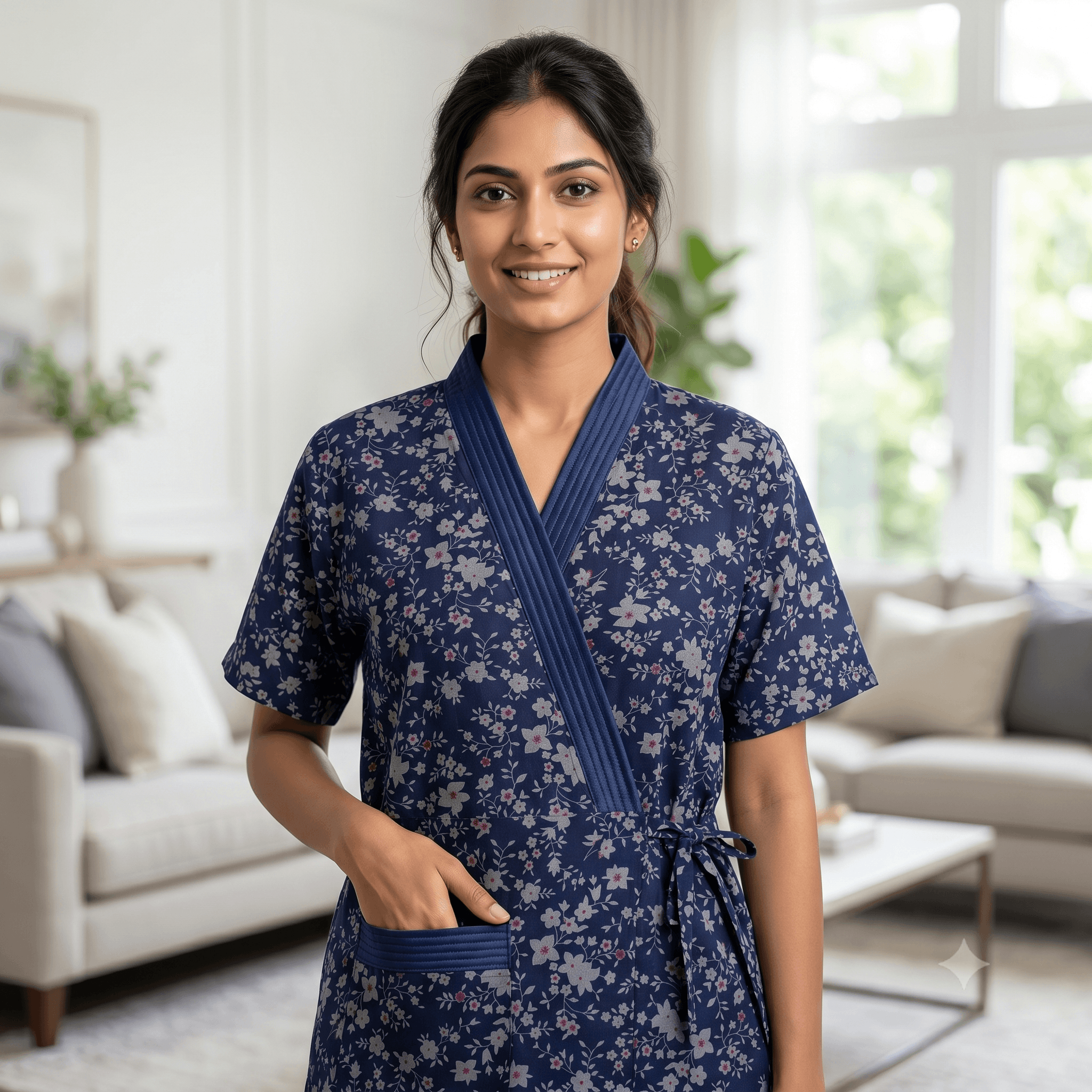 Bizzy Lizzy Navy Blue Daffodil Housecoat