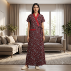 Bizzy Lizzy Maroon Daisy 2pc Set Housecoat