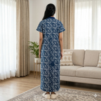 Pure Cotton Berry Blue Tulip Housecoat