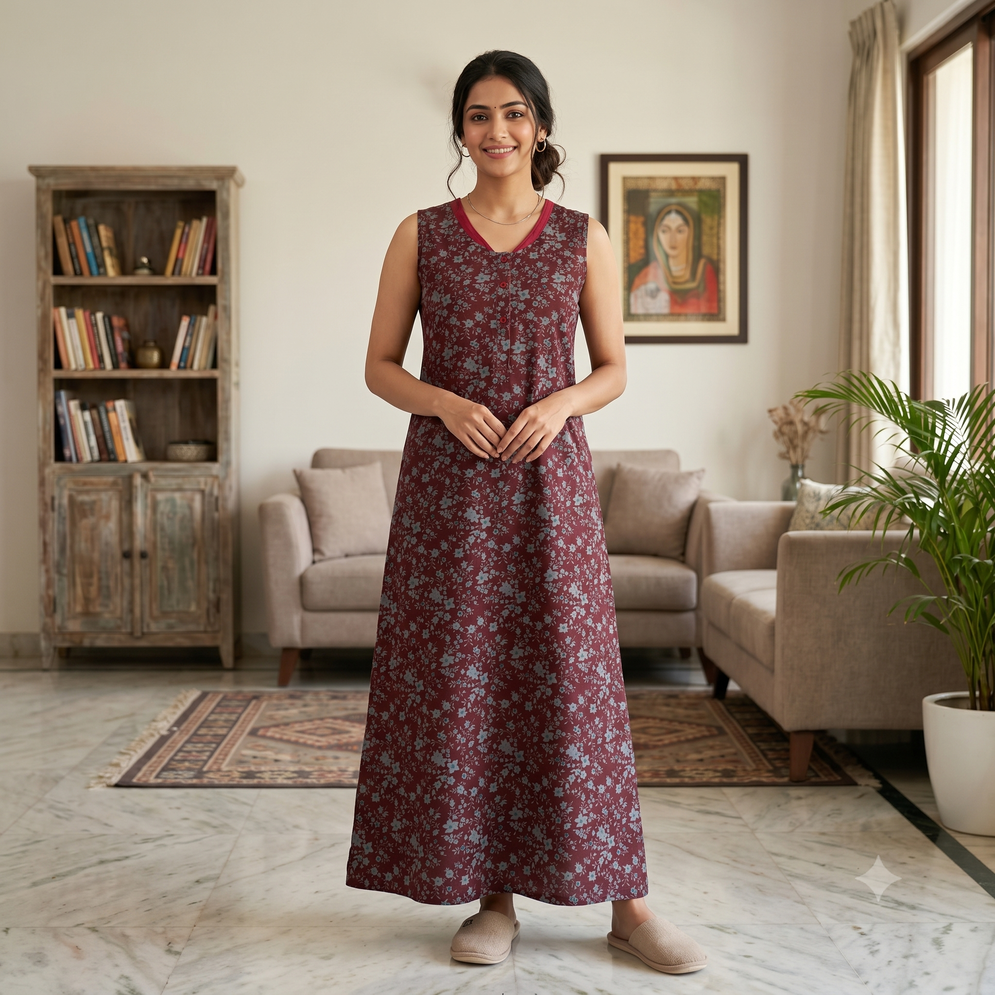 Bizzy Lizzy Maroon Daisy 2pc Set Housecoat
