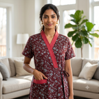 Bizzy Lizzy Maroon Daisy 2pc Set Housecoat