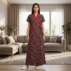 Bizzy Lizzy Maroon Daffodil Housecoat