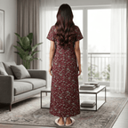 Bizzy Lizzy Maroon Daffodil Housecoat