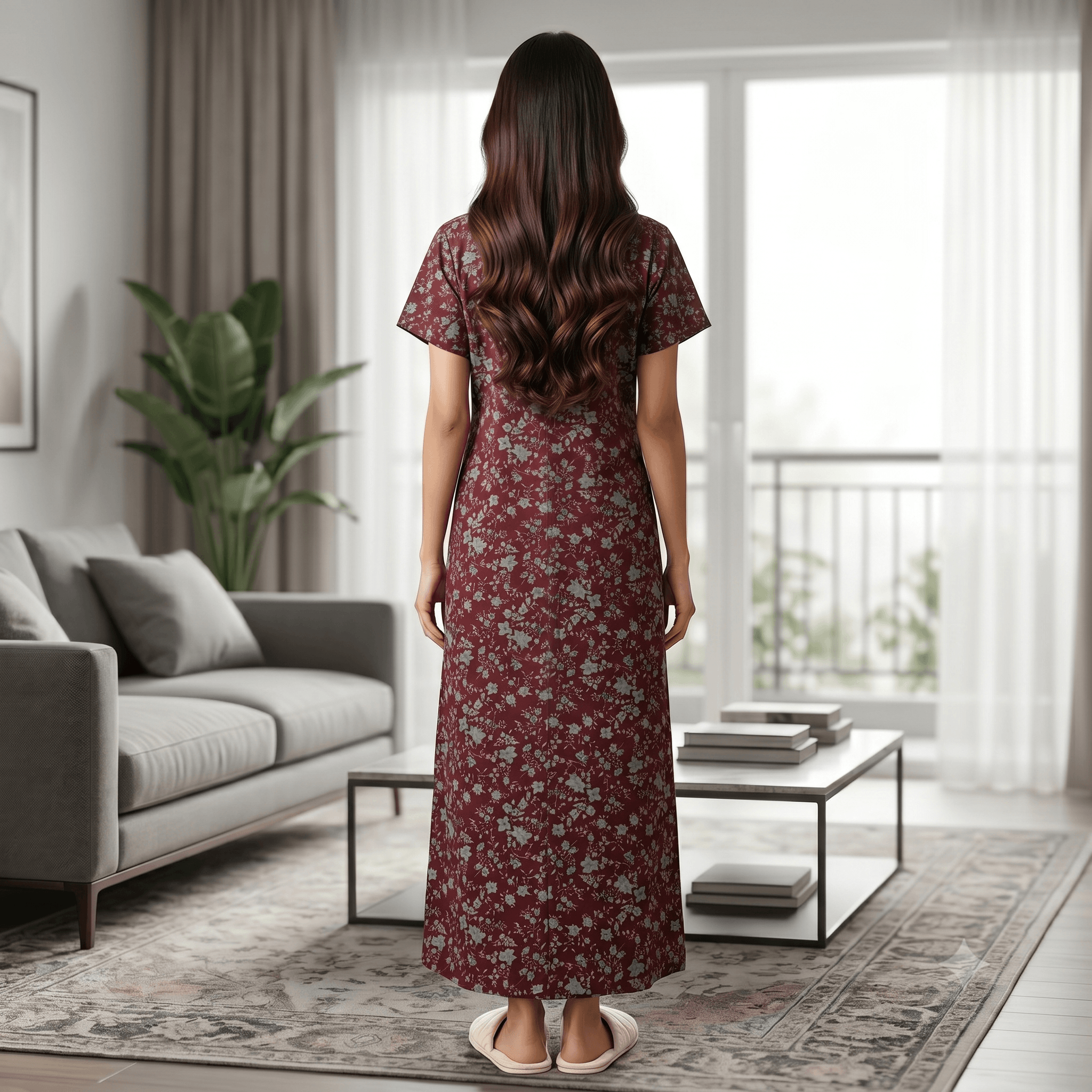 Bizzy Lizzy Maroon Daffodil Housecoat