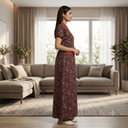 Bizzy Lizzy Maroon Daffodil Housecoat