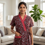 Bizzy Lizzy Maroon Daffodil Housecoat