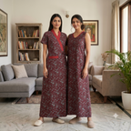 Bizzy Lizzy Maroon Daisy 2pc Set Housecoat