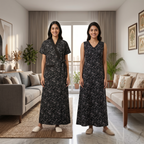 Bizzy Lizzy Light Black Daisy 2pc Set Housecoat