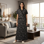 Bizzy Lizzy Light Black Daisy 2pc Set Housecoat