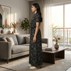 Bizzy Lizzy Light Black Daisy 2pc Set Housecoat