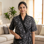 Bizzy Lizzy Light Black Daisy 2pc Set Housecoat