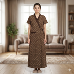 Pure Cotton Brown Heliconia Housecoat