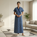 Pure Cotton Blue Pansy Housecoat