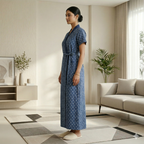 Pure Cotton Blue Pansy Housecoat