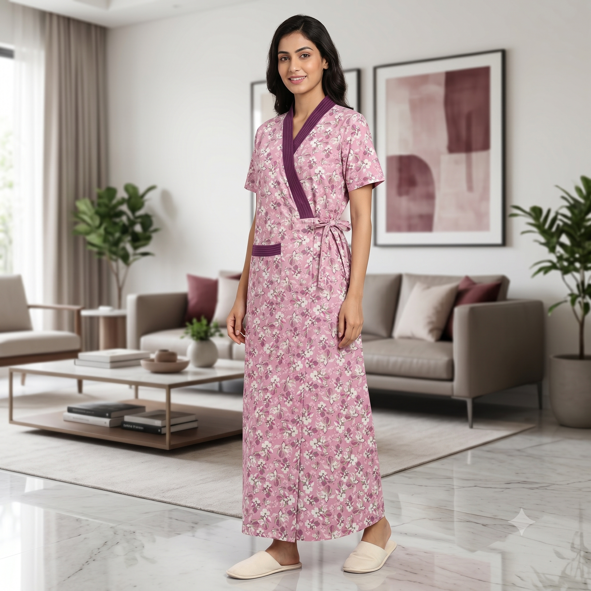 Bizzy Lizzy Light Pink Daisy 2pc Set Housecoat