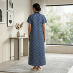 Pure Cotton Blue Pansy Housecoat