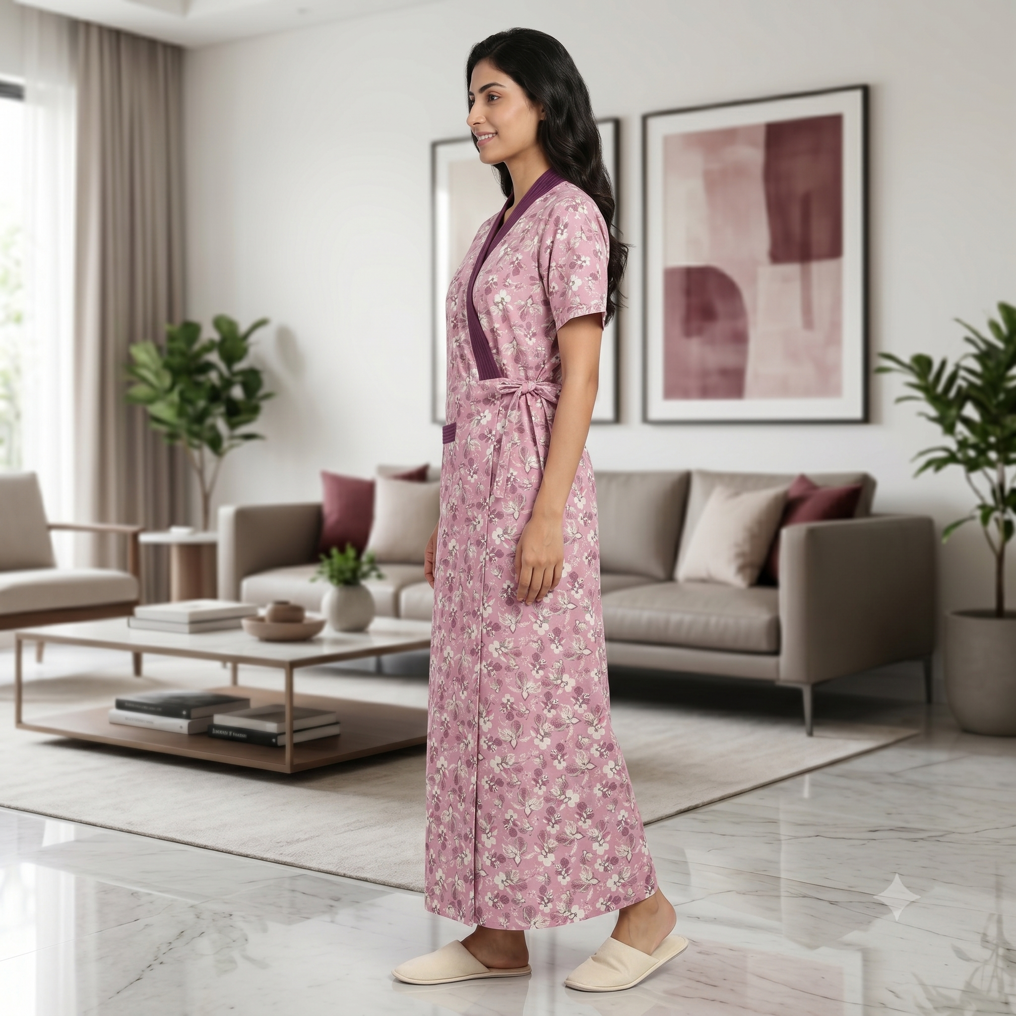 Bizzy Lizzy Light Pink Daisy 2pc Set Housecoat