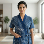 Pure Cotton Blue Pansy Housecoat