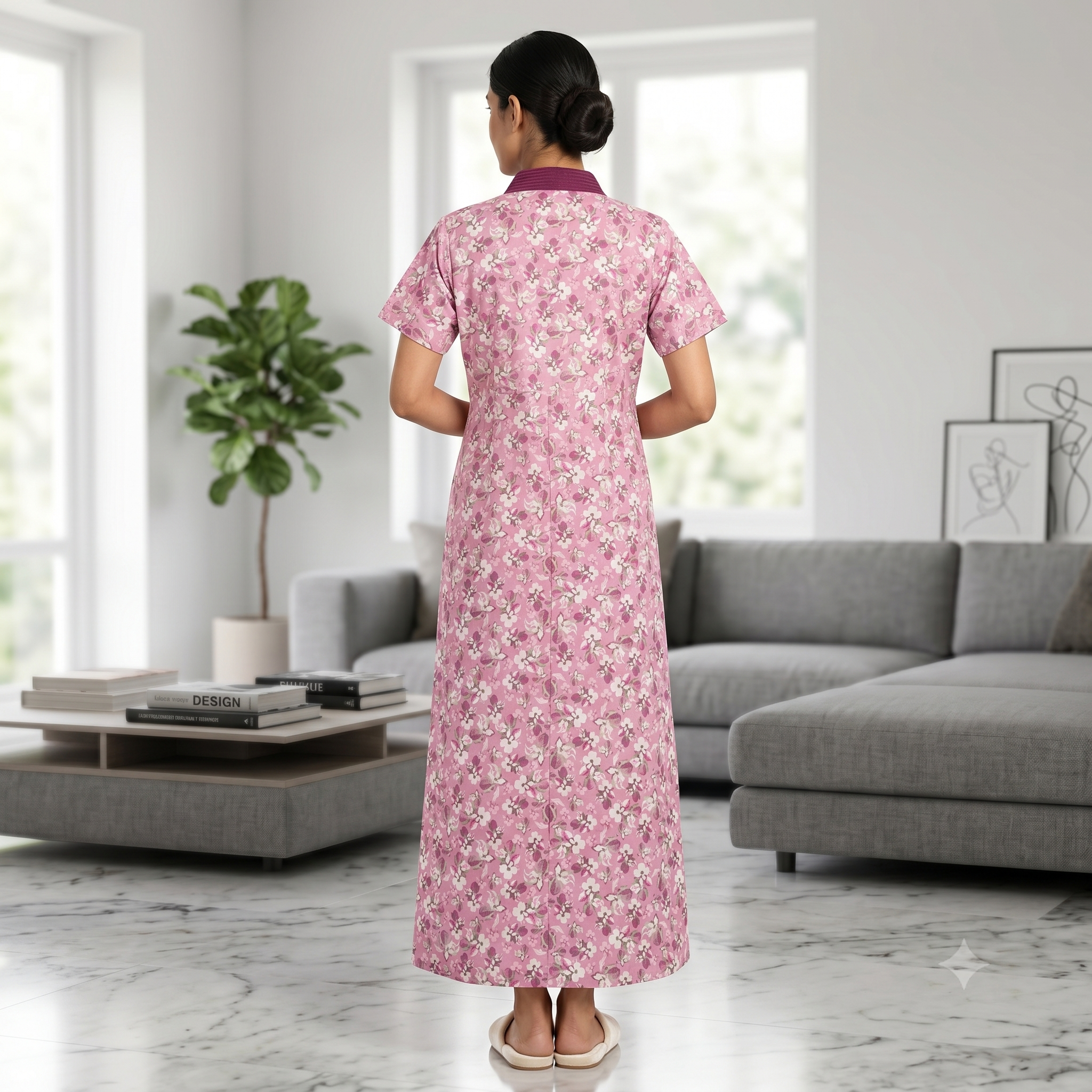 Bizzy Lizzy Light Pink Daisy 2pc Set Housecoat