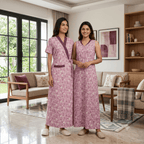 Bizzy Lizzy Light Pink Daisy 2pc Set Housecoat