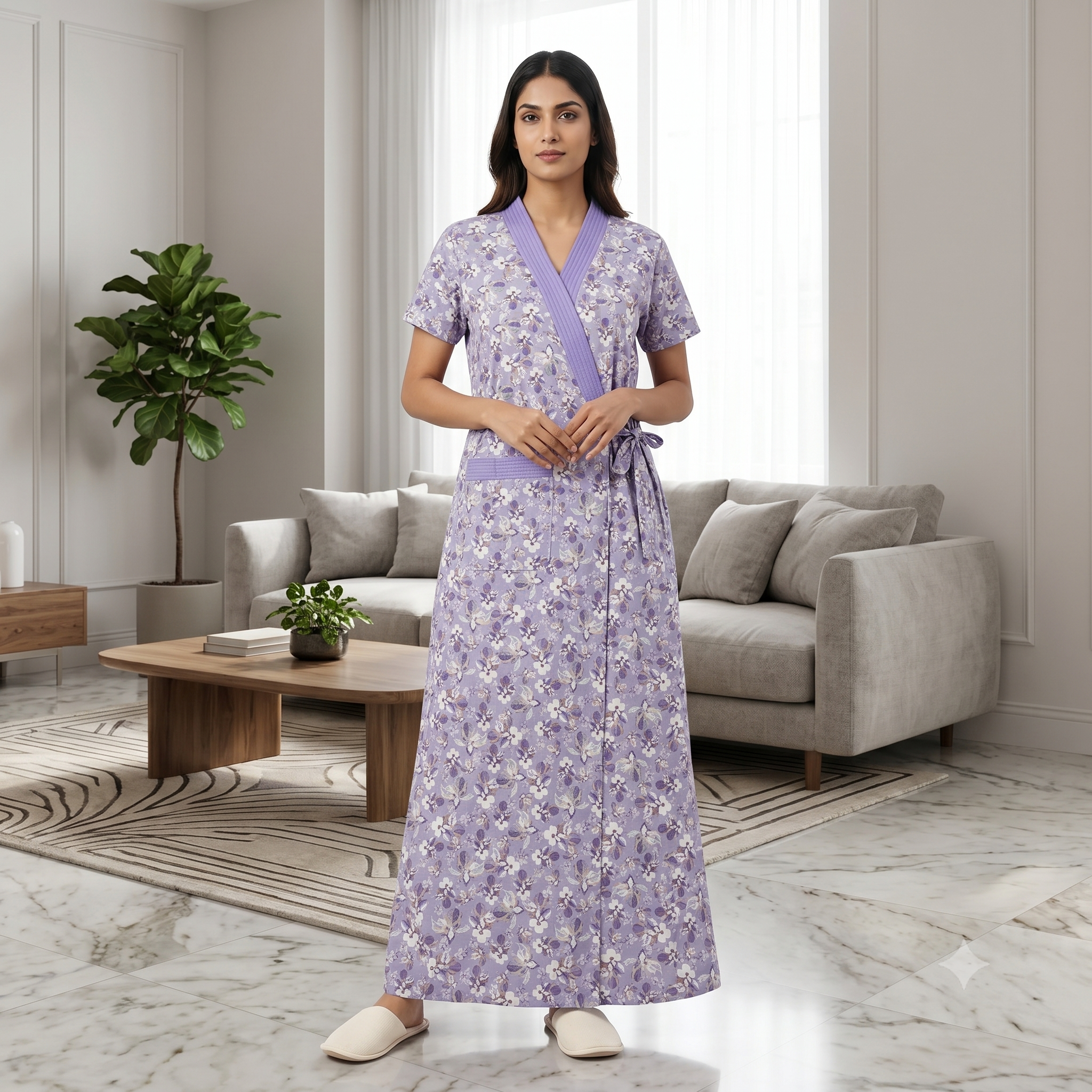 Bizzy Lizzy Light Purple Daisy 2pc Set Housecoat