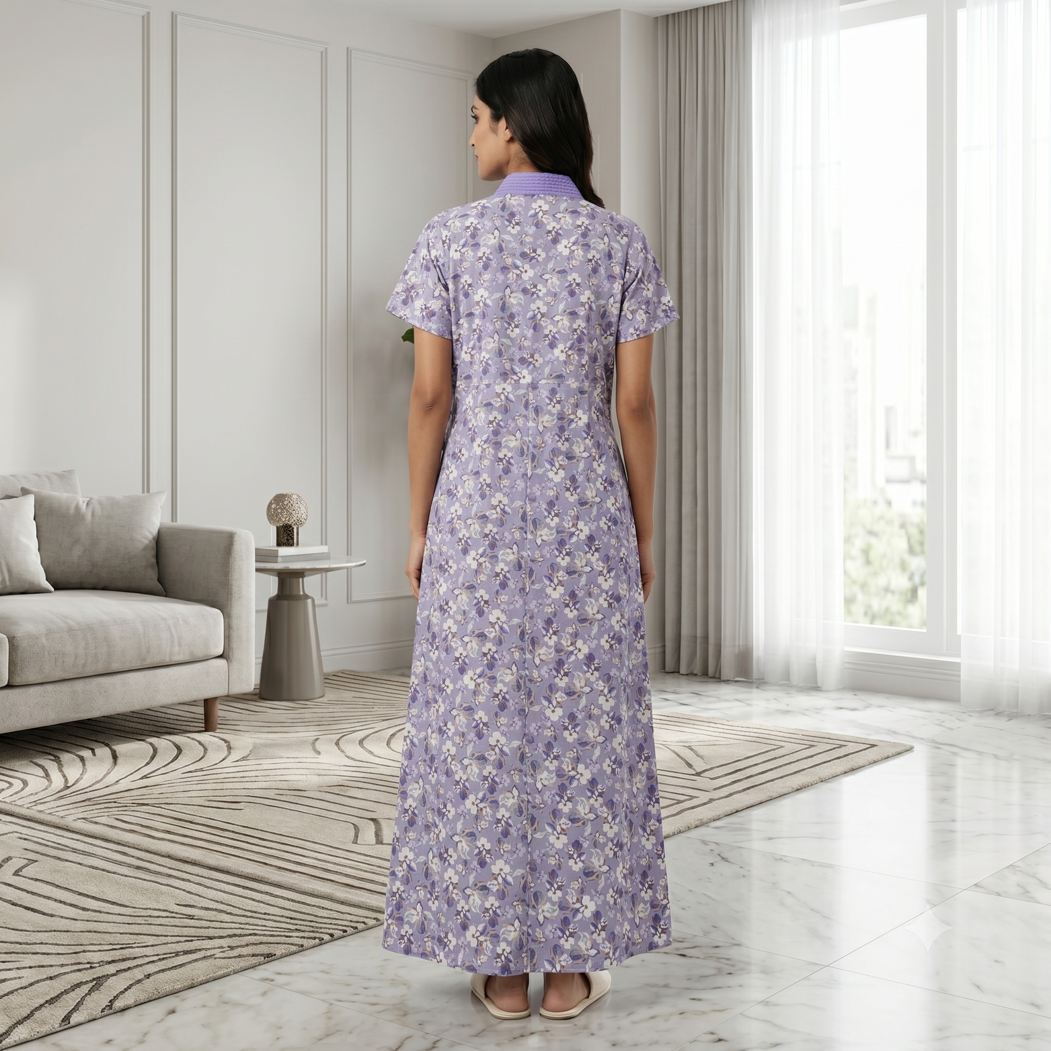 Bizzy Lizzy Light Purple Daisy 2pc Set Housecoat