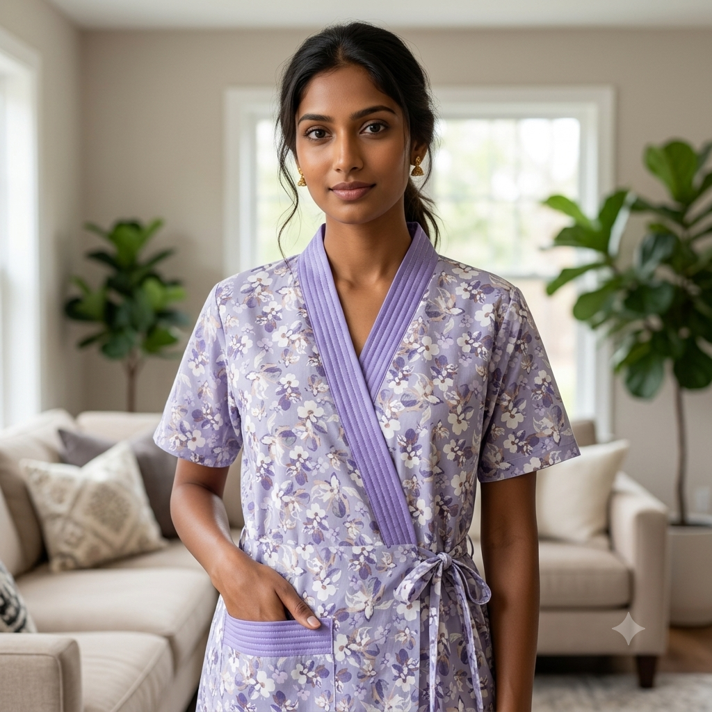 Bizzy Lizzy Light Purple Daisy 2pc Set Housecoat