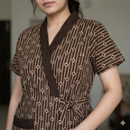 Pure Cotton Brown Heliconia Housecoat