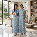 Bizzy Lizzy Light Blue Daisy 2pc Set Housecoat
