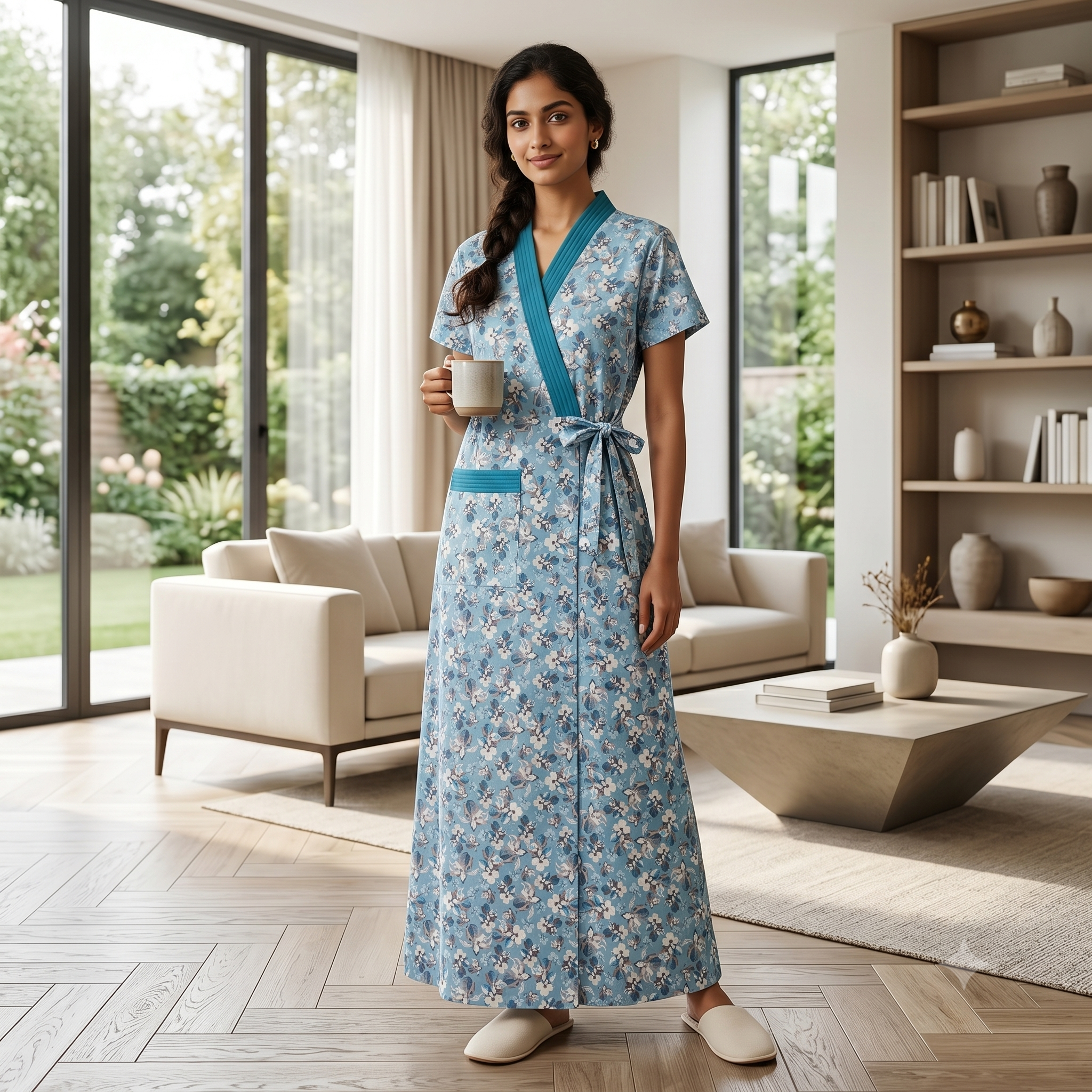Bizzy Lizzy Light Blue Daisy 2pc Set Housecoat