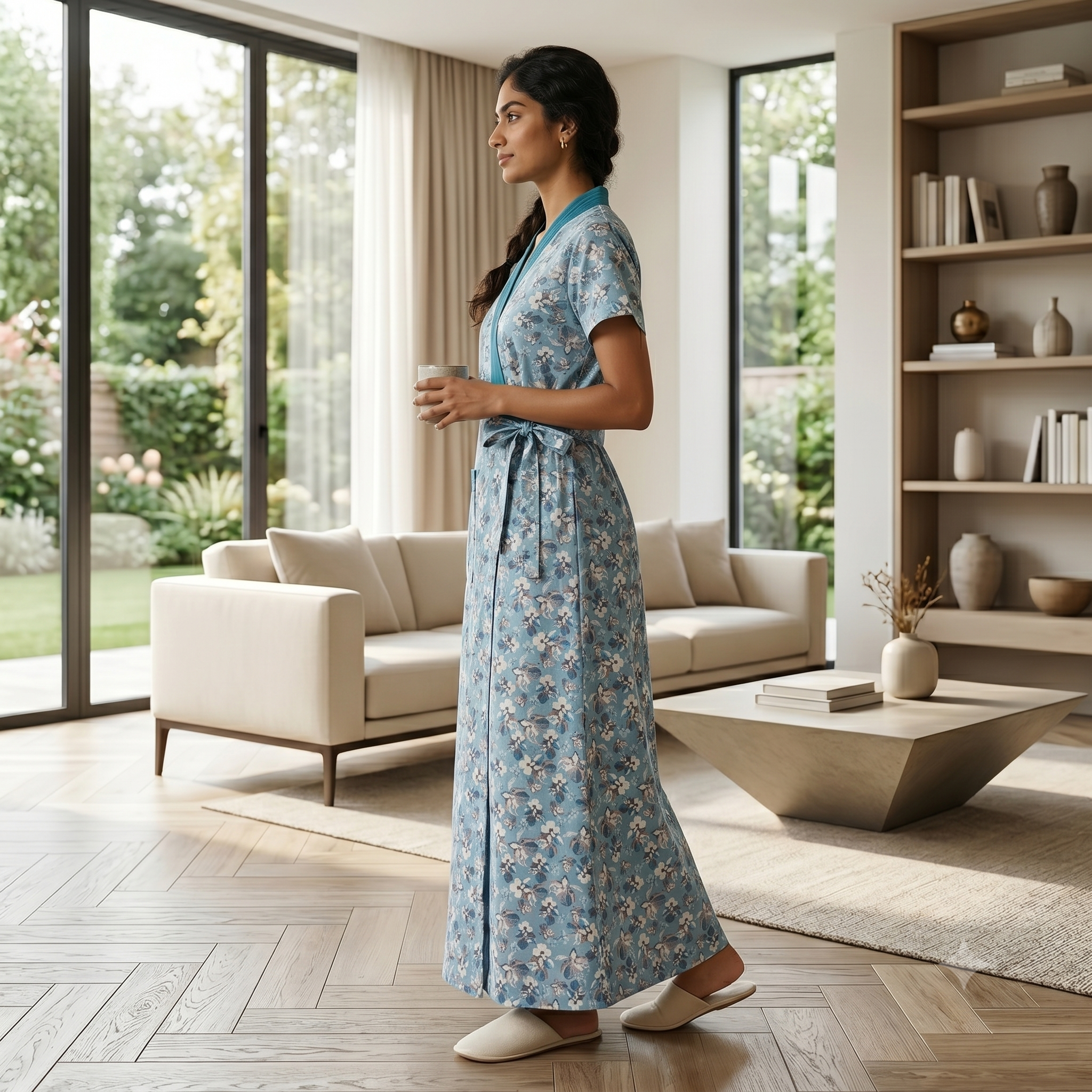 Bizzy Lizzy Light Blue Daisy 2pc Set Housecoat