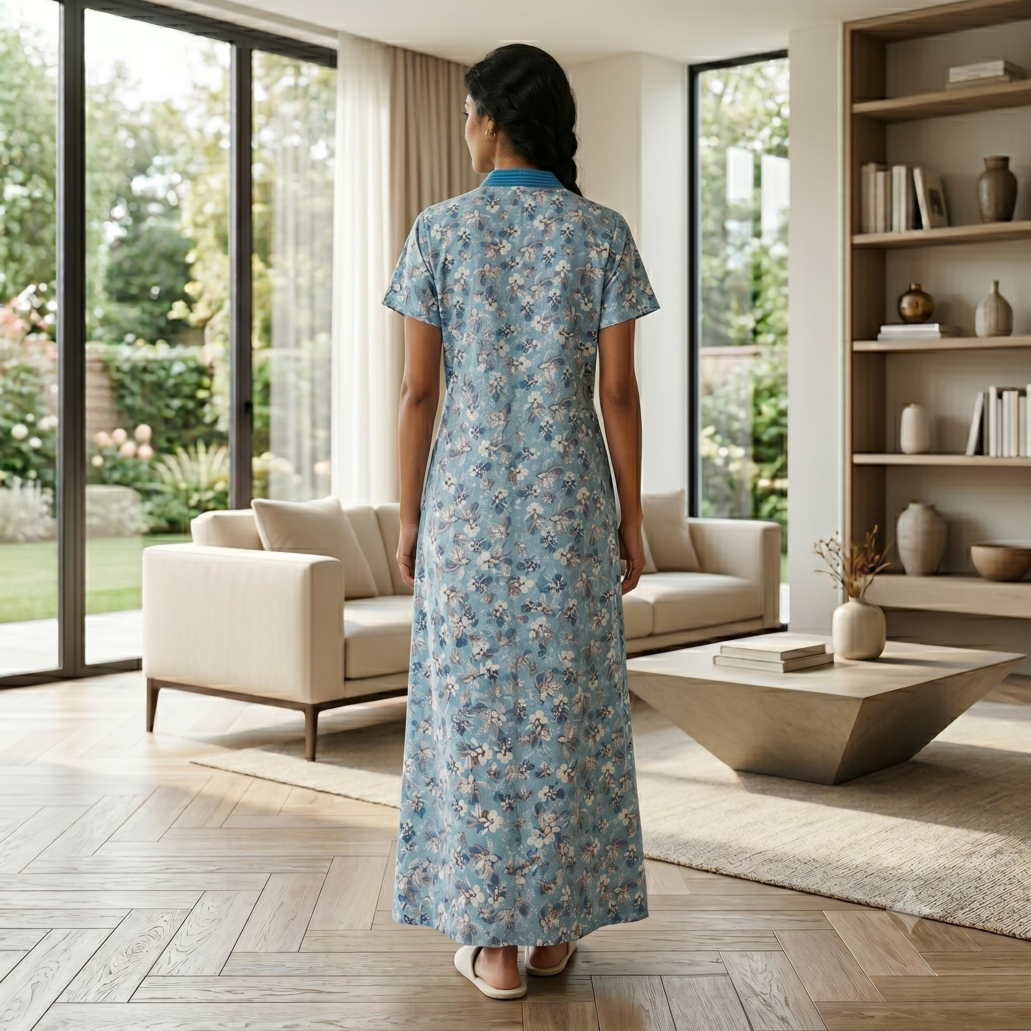Bizzy Lizzy Light Blue Daisy 2pc Set Housecoat