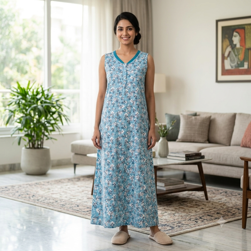 Bizzy Lizzy Light Blue Daisy 2pc Set Housecoat