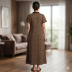 Pure Cotton Brown Heliconia Housecoat