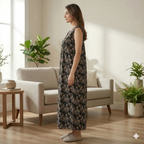 Bizzy Lizzy Black Marigold Sleeveless Yolkcut Nighty