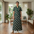 Pure Cotton Green Pansy Housecoat