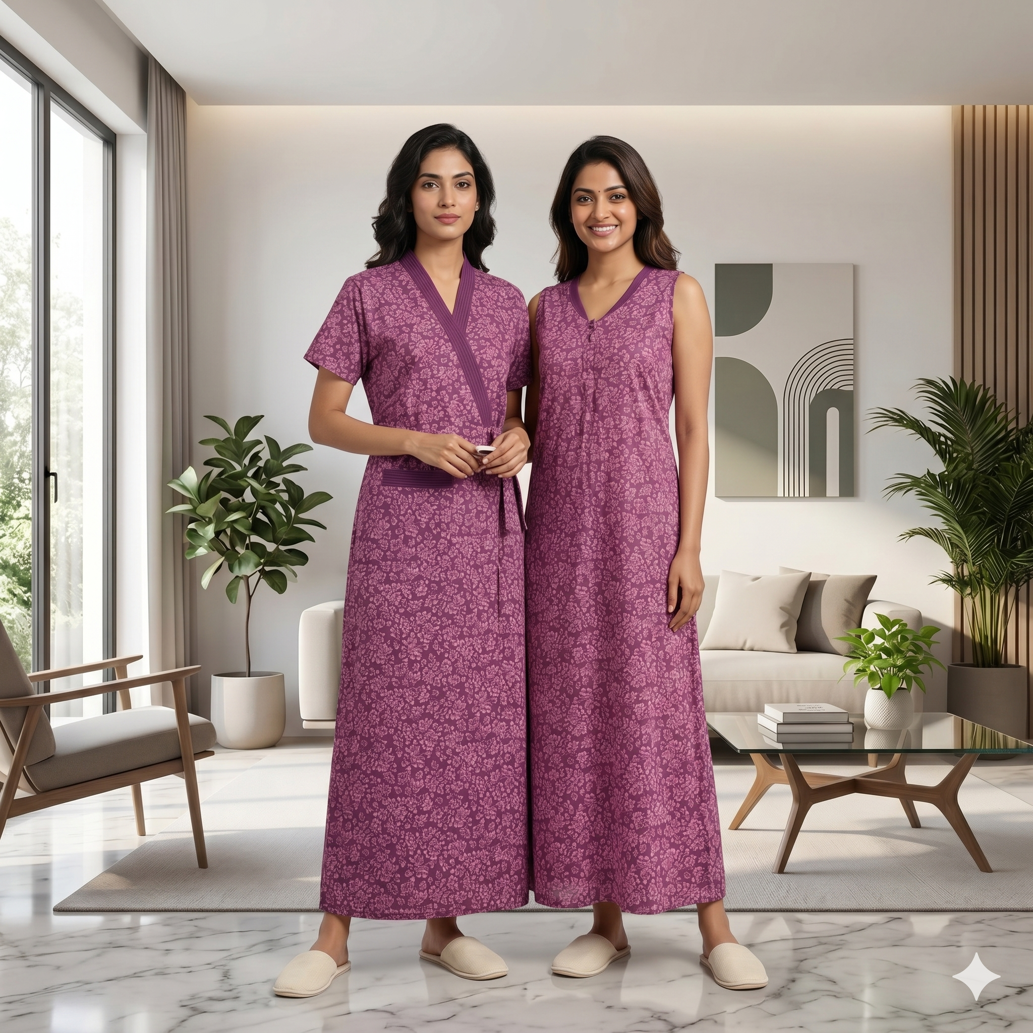 Bizzy Lizzy Deep Purple Hyacinth 2pc Set Housecoat
