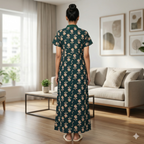 Pure Cotton Green Pansy Housecoat