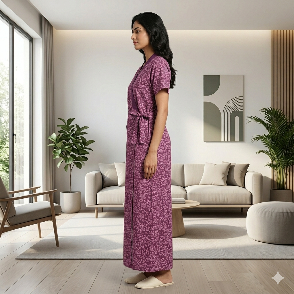 Bizzy Lizzy Deep Purple Hyacinth 2pc Set Housecoat