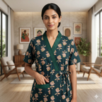 Pure Cotton Green Pansy Housecoat