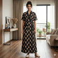 Pure Cotton Black Pansy Housecoat