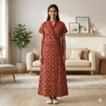 Pure Cotton Red Pansy Housecoat